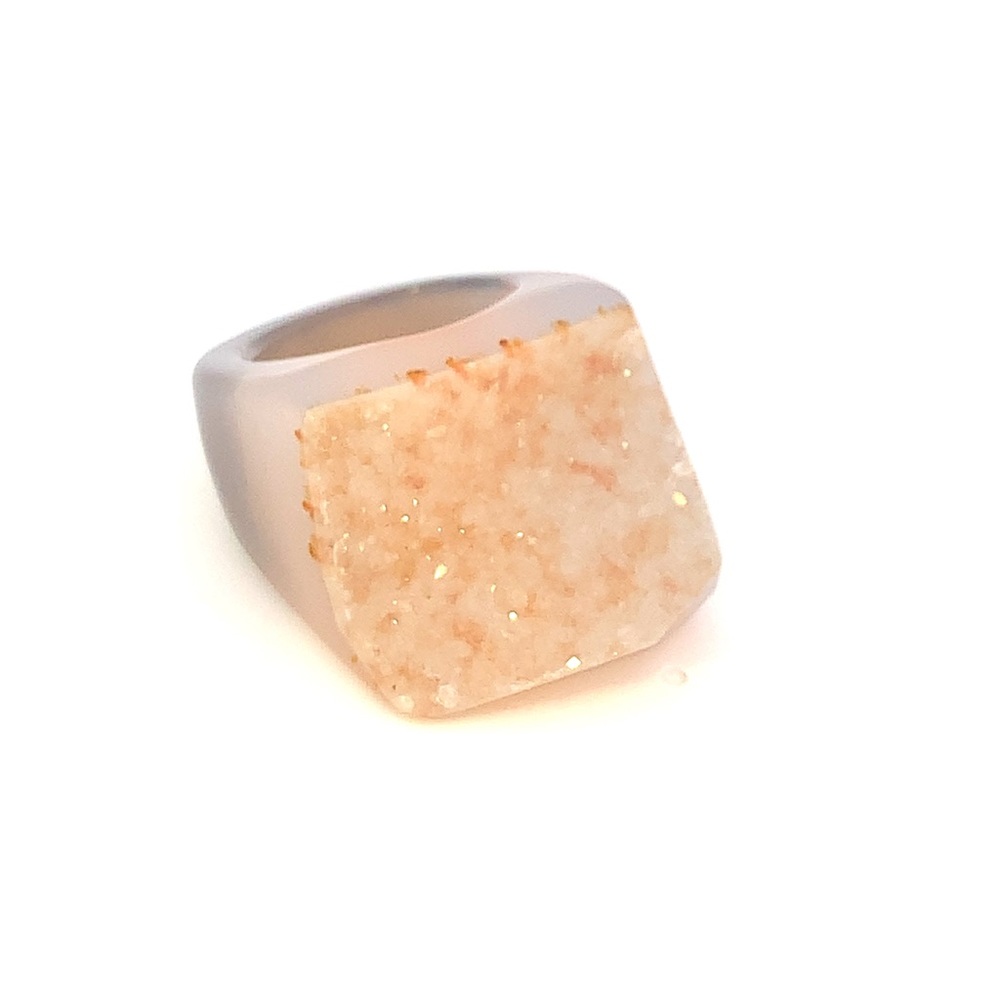 Carved Agate Druzy Ring